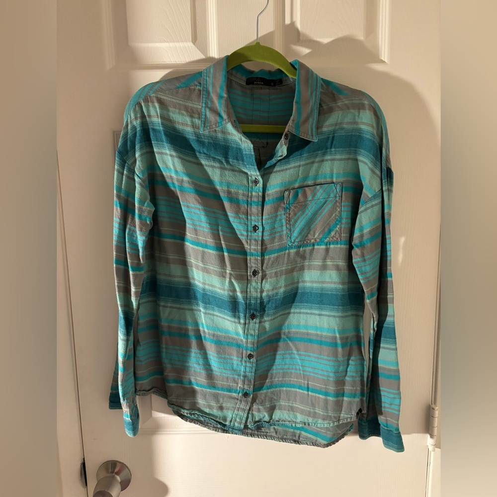 Aqua color flannel button down